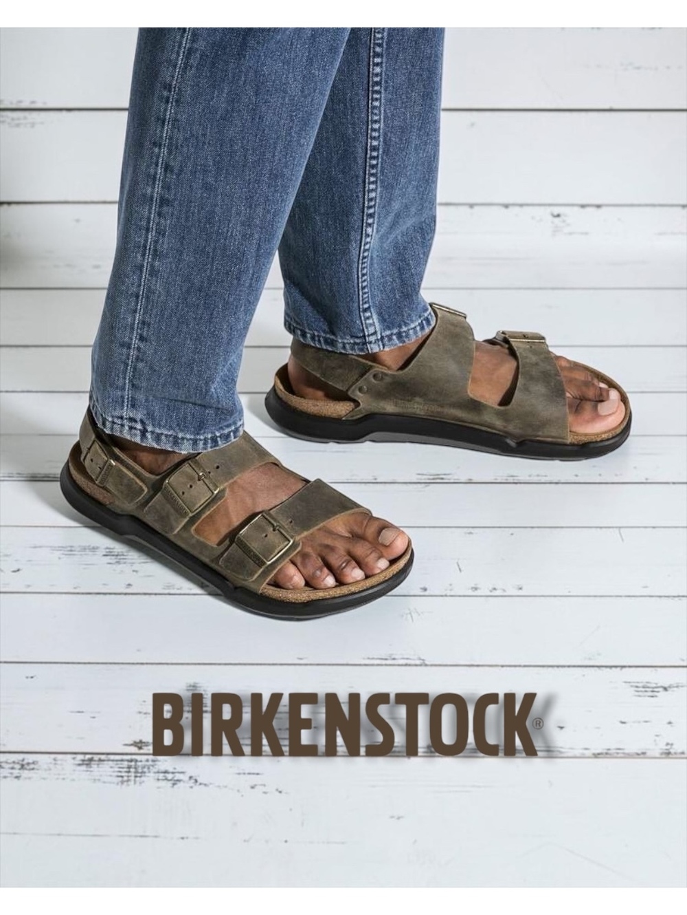 NIB Birkenstock Milano Crosstown Faded Khaki Oiled Leather Sandals Men’s 8/8.5